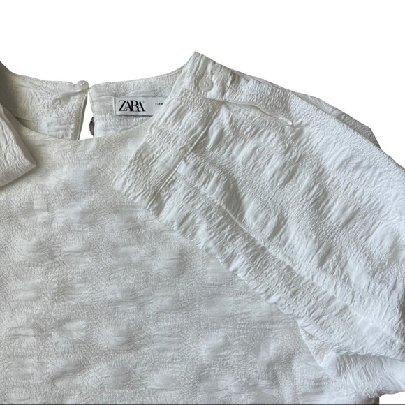 ZARA Tiered Textured White Mini Dress LIKE NEW!! - Picture 7 of 7